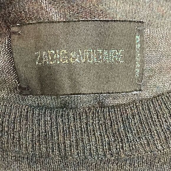 Zadig & Voltaire Cashmere Sweater with military color and crystals. NTW. Small - Picture 10 of 11